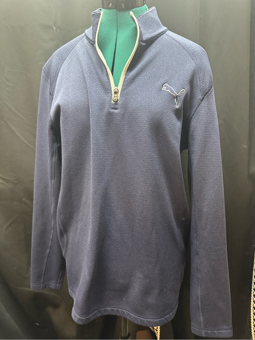 Puma Men’s Navy Half-Zip Pullover with White Trim